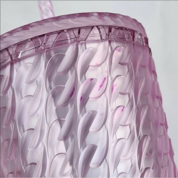🔹️NWT Starbucks 2024 Pink Matte Chain Link Cold Drink w/Straw 16oz Tumbler - Picture 11 of 12